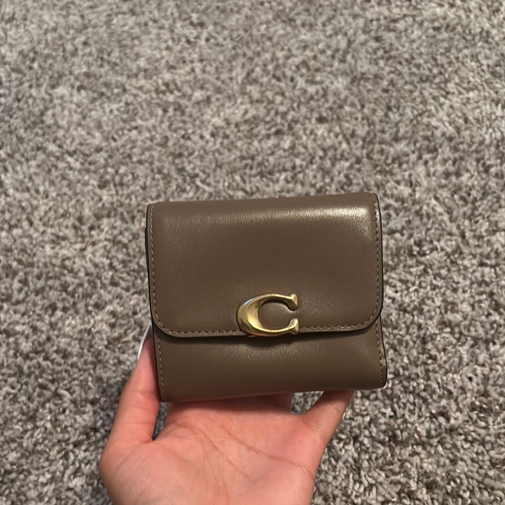 Coach Taupe Leather Wallet with Gold Accent